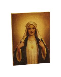 3" x 4" Chambers: Immaculate Heart of Mary Gold Embossed Wood Plaque