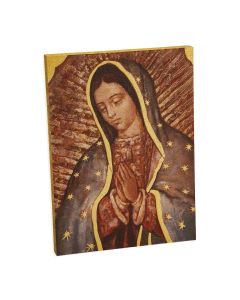 3" x 4" Our Lady of Guadalupe Bust Gold Embossed Wood Plaque