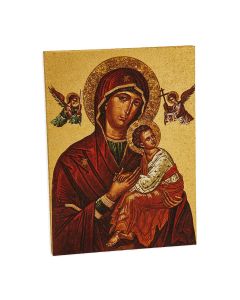 3" x 4" Our Lady of Passion Gold Embossed Wood Plaque