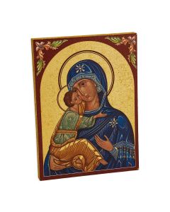 3" x 4" Our Lady of Vladimir Gold Embossed Wood Plaque