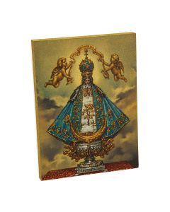 3" x 4" Virgen de San Juan Gold Embossed Wood Plaque