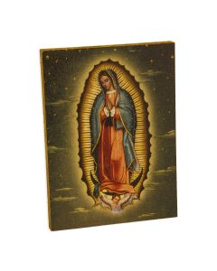 3" x 4" Our Lady of Guadalupe Gold Embossed Wood Plaque