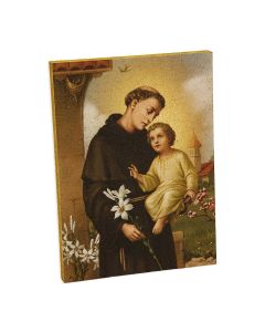 3" x 4" Saint Anthony Gold Embossed Wood Plaque