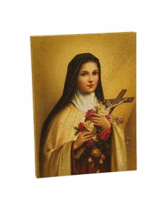 3" x 4" Saint Therese Gold Embossed Wood Plaque