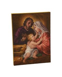 3" x 4" Holy Family Gold Embossed Wood Plaque