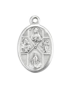 1" Oval Antiqued Silver Oxidized Four Way Medal