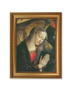 15 1/2" x 19 1/2" Antique Gold Leaf Beveled Frame with Bead Inlay and 12" x 16" Ghirlandaio: Praying Madonna Textured Art