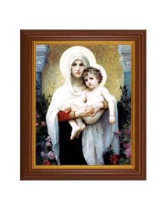 10 1/2" x 12 1/2" Walnut Finish Beveled Frame with 8" x 10" Bouguereau: Madonna with Roses Textured Art