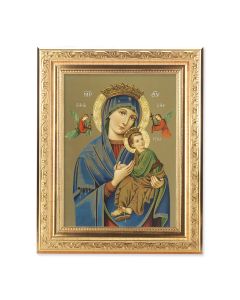 8 1/4" x 10 1/4" Gold Ornate Frame with a 6" x 8" Our Lady of Perpetual Help Print