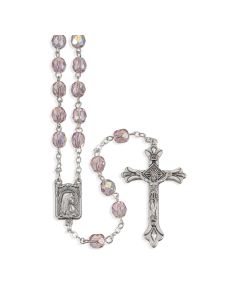 Amethyst Glass Bead Rosary with Deluxe Center and Crucifix