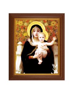 10 1/2" x 12 1/2" Walnut Finish Beveled Frame with 8" x 10" Bouguereau: Madonna of the Lilies Textured Art