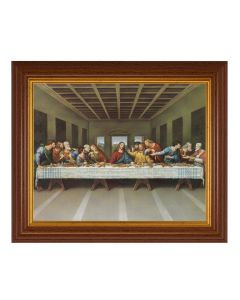 10 1/2" x 12 1/2" Walnut Finish Beveled Frame with 8" x 10" Davinci: Last Supper Textured Art