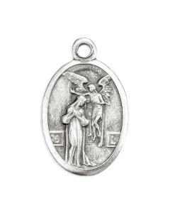 1" Oval Antiqued Silver Oxidized Our Lady of the Annunciation Medal