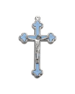 2" Blue Cloverleaf Crucifix