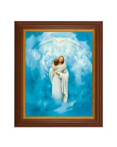 10 1/2" x 12 1/2" Walnut Finish Beveled Frame with 8" x 10" Christ Welcoming Home Textured Art