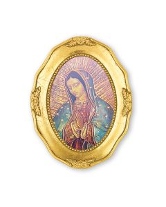 3 1/2" x 4 1/2" Gold Leaf Framed with an Our Lady of Guadalupe Print-P65