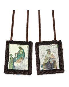 1 3/4" x 2" St. Simon and Our Lady of Mt. Carmel Brown Woven Scapular