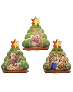 Nativity Tree Shaped Plaque Assortment Inc. of Three