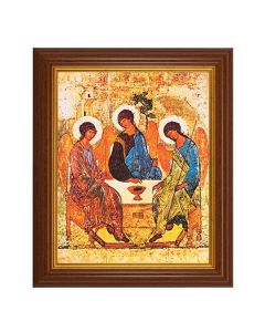 10 1/2" x 12 1/2" Walnut Finish Beveled Frame with 8" x 10" Holy Trinity Textured Art