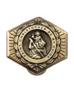 Saint Christopher Auto Visor Clip in Brass (Sold in Inc. of 3)