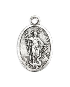 1" Oval Antiqued Silver Oxidized Saint Bernard Medal