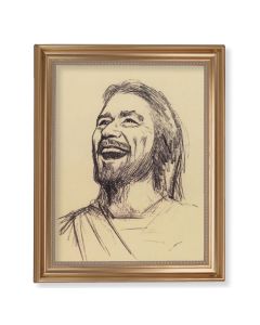 13 1/2" x 16 9/16" Gold Leaf Antique Finished Frame with 11" x 14"  Segura: Joyful Christ Textured Art