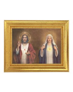 6 3/4" X 8 3/4"Gold Leaf Frame with a 5" x 7" Chambers: Sacred Hearts Textured Artwork