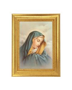 6 3/4" x 8 3/4" Gold Leaf Finish Frame with 5" x 7" O.L. of Sorrows Textured Artwork