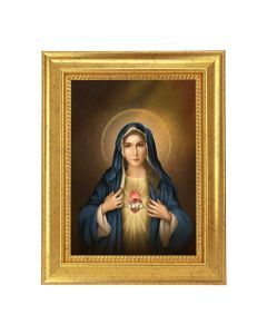6 3/4" X 8 3/4" Gold Leaf Finish Frame with Simeone: Immaculate Heart of Mary 5 x 7 Textured Art