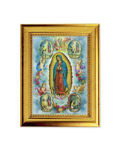 6 3/4" X 8 3/4" Gold Leaf Finish Frame with 5" X 7" Our Lady of Guadalupe Textured Art