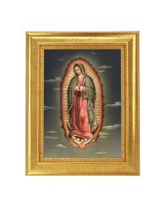 6 3/4" x 8 3/4" Gold Leaf Finish Frame with 5" x 7" O.L. of Guadalupe Textured Artwork