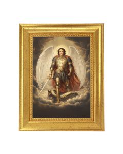 6 3/4" x 8 3/4" Gold Leaf Finish Frame with 5" x 7" St. Michael in Armor Textured Artwork