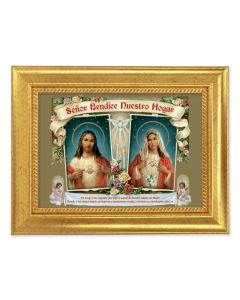6 3/4" X 8 3/4"Gold Leaf Frame with a 5" x 7" House Blessing (Spanish) Textured Artwork