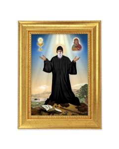 6 3/4" X 8 3/4"Gold Leaf Frame with a 5" x 7" St. Charbel Textured Artwork