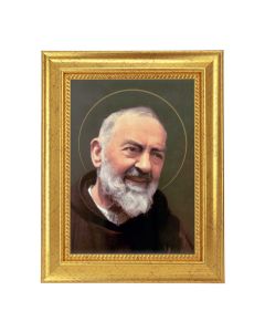 6 3/4" x 8 3/4" Gold Leaf Finish Frame with 5" x 7" Saint Pio Textured Artwork