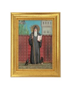 6 3/4" X 8 3/4"Gold Leaf Frame with a 5" x 7" St. Benedict Textured Artwork