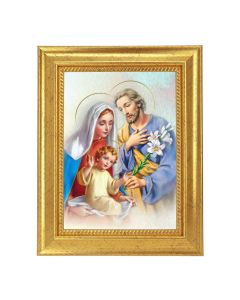 6 3/4" X 8 3/4" Gold Leaf Finish Frame with 5" X 7" Holy Family Textured Art