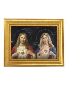 6 3/4" X 8 3/4" Gold Leaf Finish Frame with 5" X 7" Sacred Hearts Textured Art