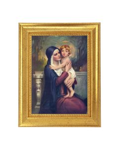 6 3/4" X 8 3/4" Gold Leaf Finish Frame with 5" X 7" Chambers: Madonna and Child Textured Art