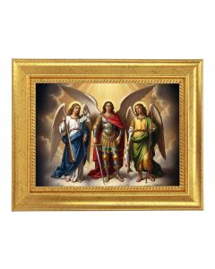 6 3/4" x 8 3/4" Gold Leaf Finish Frame with 5" x 7" The Three Archangels Textured Artwork