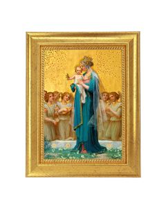 6 3/4" x 8 3/4" Gold Leaf Finish Frame with 5" x 7" Madonna-Queen of Angels-Vidal Textured Artwork