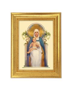6 3/4" x 8 3/4" Gold Leaf Finish Frame with 5" x 7"  Chambers: Mary Queen of Heaven Textured Artwork