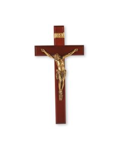 12" Dark Cherry Cross with Museum Gold Tone Corpus