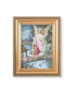 5.5" x 7" Antique Gold Frame with a Guardian Angel Print