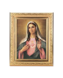 8 1/4" x 10 1/4" Gold Ornate Frame with a 6" x 8" La Fuente: Immaculate Heart of Mary Print