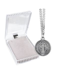Saint Benedict Medal on a 18" Chain, Boxed
