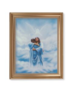 13 1/2" x 16 9/16" Gold Leaf Antique Finished Frame with 11" x 14"  Welcome Home - Reunion Textured Art