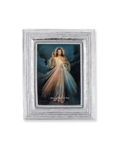 3 3/4" x 4 1/2" Silver Frame with a Divine Mercy Print-P65
