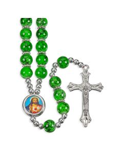 Marbleized Green Bead Rosary-P65