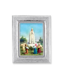 3 3/4" x 4 1/2" Silver Frame with a Our Lady of Fatima Print-P65